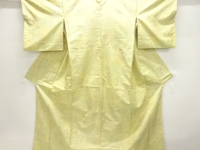 JAPANESE KIMONO / ANTIQUE ANTIQUE GEOMETRIC PATTERN TSUMUGI KIMONO